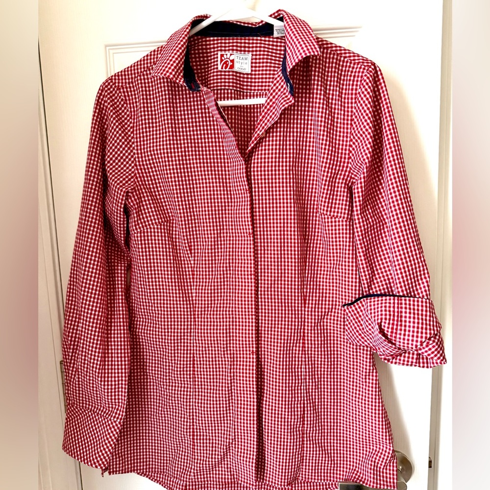 Red and White Gingham Chick-fil-A shirt